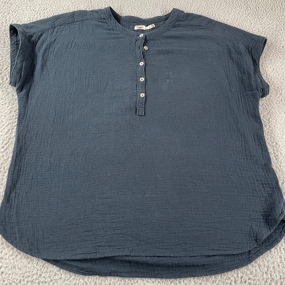 Faherty Tops - Faherty Dream Cotton Gauze Desmond Shirt Top Women XL Washed Blue Organic Summer